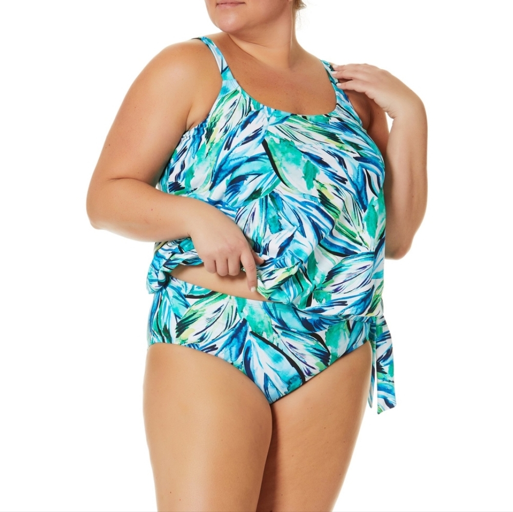NWT Women's Plus printed Tankini - Picture 2 of 4